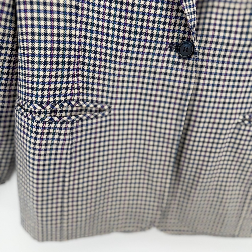 Pendleton Blazer Womens 10 USA Wool Mini Check Navy Cream Plaid Lined Jacket - Picture 3 of 8